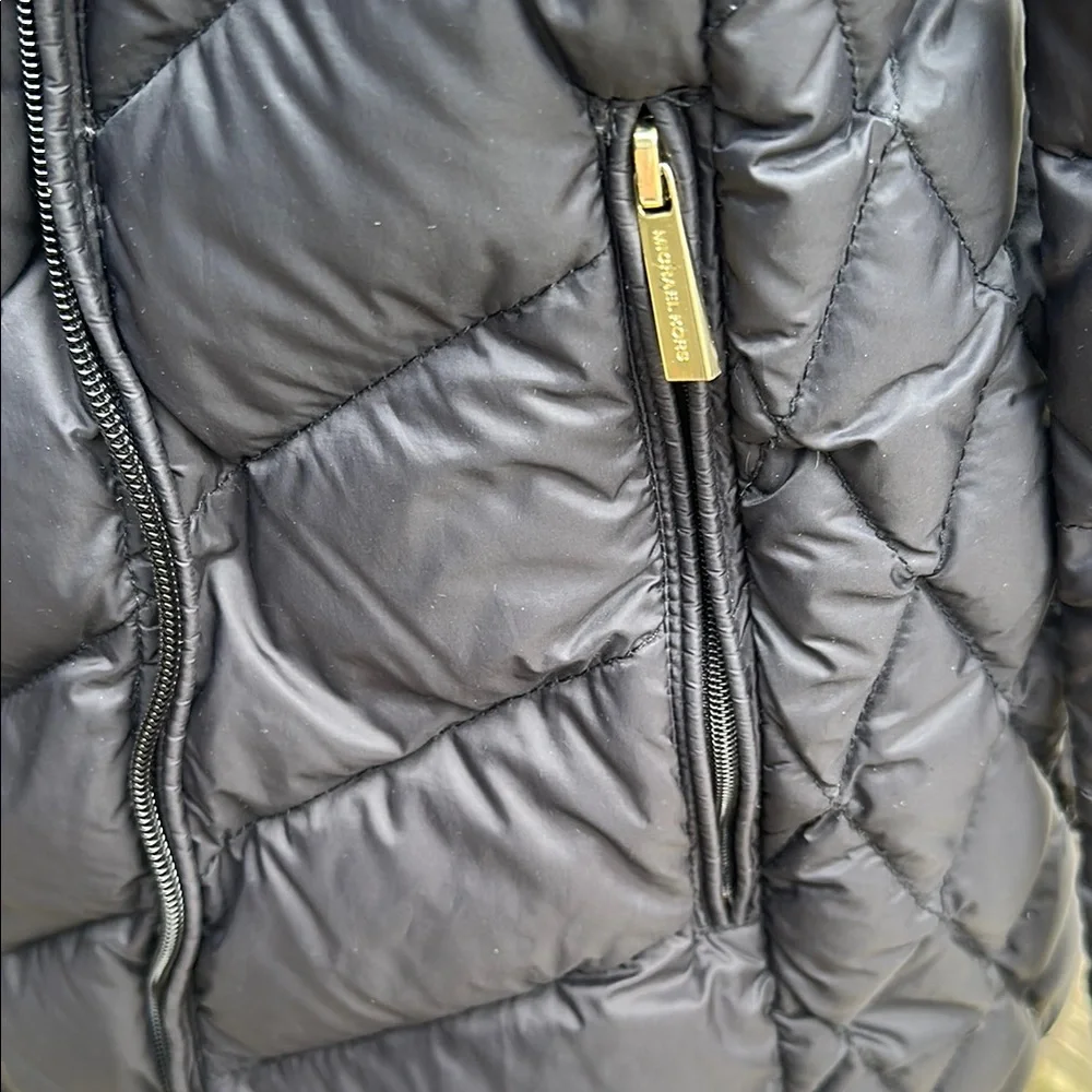 Michael Kors Black Puffer Jacket with Chevron Stitching - Picture 5 of 12